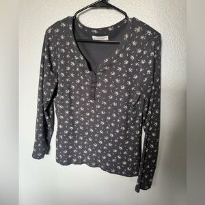 Lucky Brand Floral Gray Long Sleeve Top